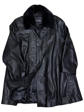 WILSONS LEATHER Faux Fur Genuine Leather Winter Parka Trench Coat Womens 2XL